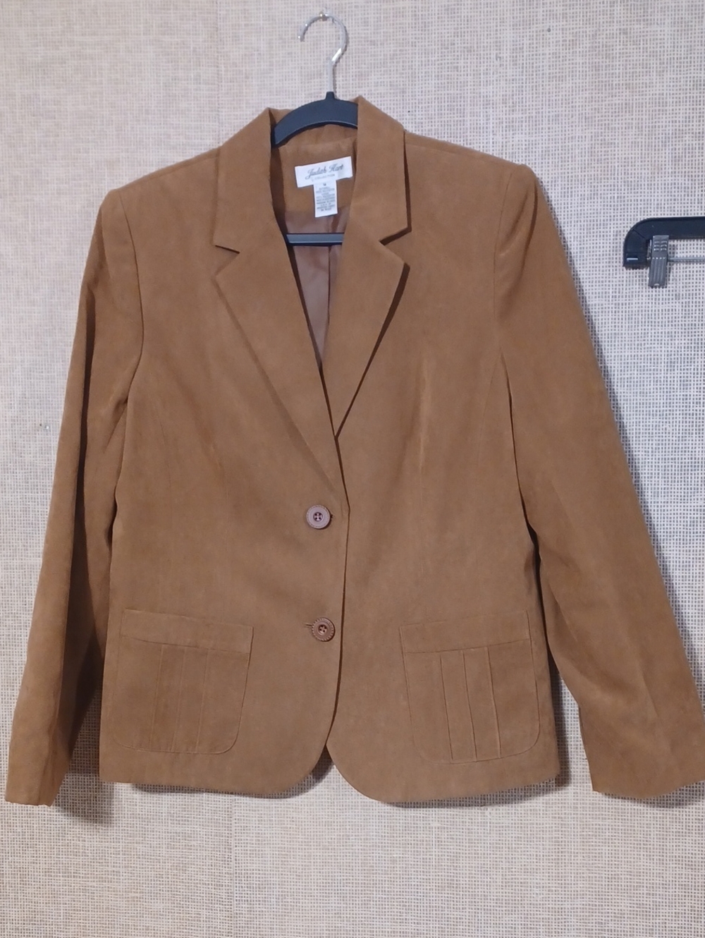 Women's Camel Brown Suede Blazer - Classic Tailored Jacket